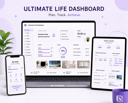 2026 Notion Template Life Planner Notion Dashboard All-in-One Notion Planner Second Brain Digital Planner Notion Finance Notion Aesthetic
